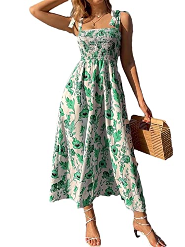 Robe longue d'été à bretelles Adhdyuud pour femme, imprimé floral élégant, taille XL, modèle EN8