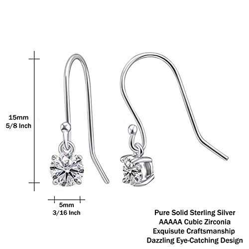 Hoops & Loops Sterling Silver Cubic Zirconia Round Dangle Earrings #TOP2