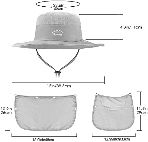 Kapelusz przeciwsłoneczny z szerokim rondem z odpinaną klapą na szyję, ochrona przed promieniowaniem UV, uniseks czapka outdoorowa do jazdy na rowerze, wędkowania, wędrówek, pływania łodzią,