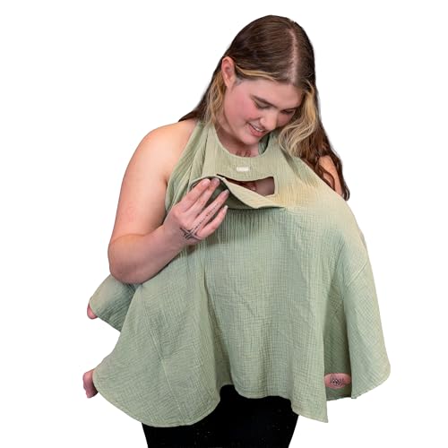 Image of Lookee Looky Muslin Nursing Cover for Baby Breastfeeding –Peekaboo Window -100% Breathable Cotton Privacy Nursing Shawl