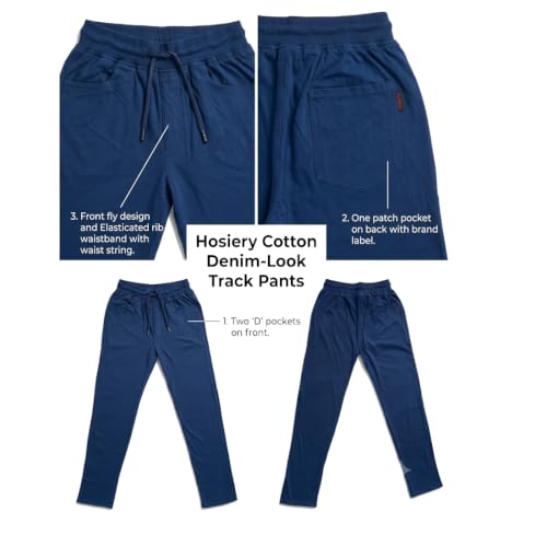 Image of Men's Regular Fit PC Denim-Look Track Pants| Lightweight & Breathable Cotton Fabric| Perfect for Casual Outings, Lounge & Night Wear (PC-Denim)