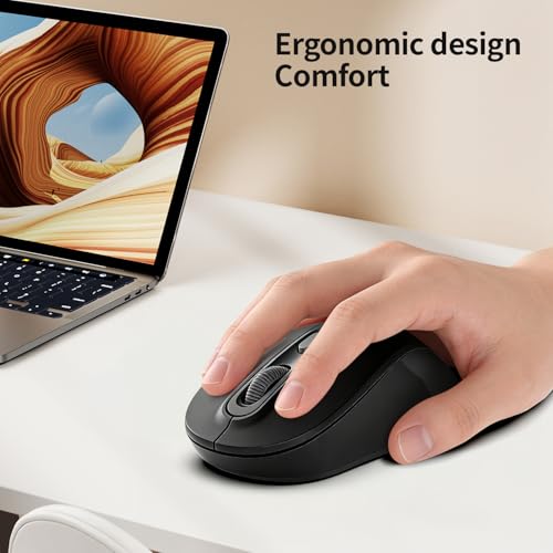 Image of Wireless Mouse, 2026 New Model, Silent Click Ergonomic Design, Portable, 4 Buttons, Adjustable DPI (800 /1200 /1600), for Laptop /PC /Office (Black)