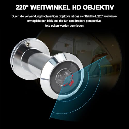 Türspion, 1 Set Türspion Aus Zinklegierung, Mit Bohrer, mit Sichtschutzabdeckung, Weitwinkel 220°, für Zuhause, Büro, Hotel, Silber