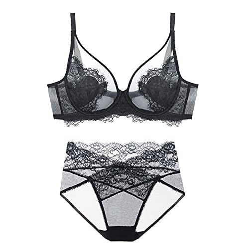 Soutien-gorge et culotte en dentelle noire 75E : maintien et galbe sans volume