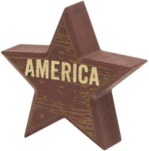 Distressed Patriotic Star Sitter Blocks Tabletop Decor, Blue, 3/ Star Blocks - Image 5