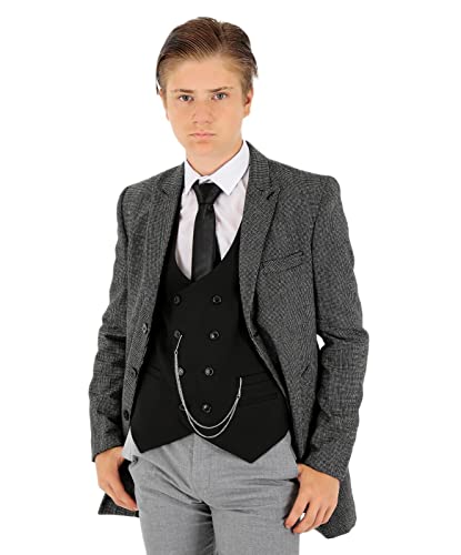 Manteau garçon laine carreaux tweed slim fit veste mi-longue