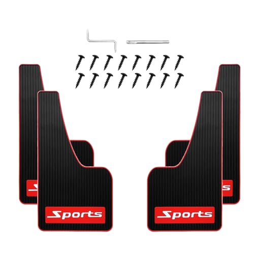 GutGiel Car Mud Flaps 4PCS Universal Soft Rubber Splash Guards Mudguard for Front & Rear, No-Collision Design Fender Wheel Tire Mud Flaps Fit for Trucks Cars SUV (43.5cm 23cm 0.5cm Sports)