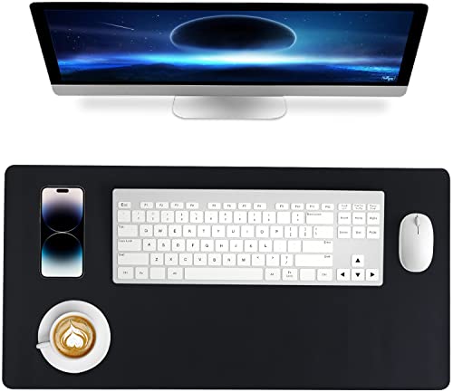 Lonnom Leather Desk Pad, Mouse Pad, Non-Slip Desk Protector Mat, Leather Desk Blotter, Computer Desk Pad, Waterproof Desk Mat For Home Office And Decor - Black (31.5×15.7 Inches) #TOP2