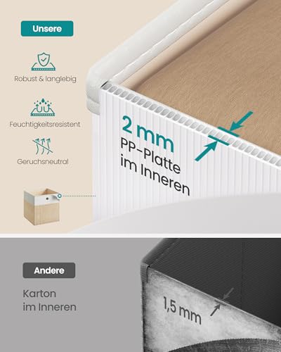SONGMICS Aufbewahrungsbox, 6er Set, Aufbewahrungskorb, Ordnungsboxen mit PP-Platten, geruchsneutral, Faltbox, Stoffbox für Würfelregal, 26 x 26 x 28 cm, wolkenweiß-sandbeige RFB426LF02