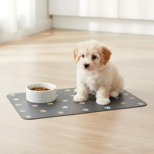 30×45cm Tappetino Ciotola Cane Gatto in Fango di Silicone, Super Assorbente Tappetino Ciotole Gatto, Tappetino Ciotola Cane Antiscivolo, Lavabile Tappetino Sottociotola per Cani Per Mangiare