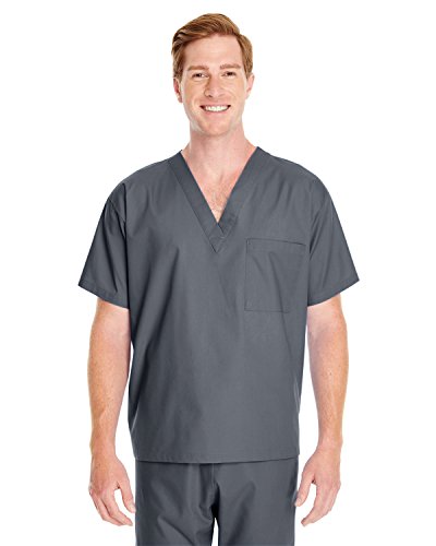 Scrub top dark charcoal M897 HA unisexe taille L en tissu léger 4.4 oz