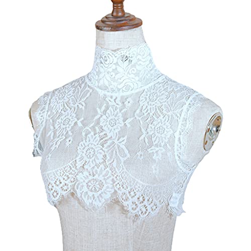 Hollow Out Floral Lace High Neck Fake Collar Detachable Floral Shawl Dress Shirt Decorative False Collar Poncho