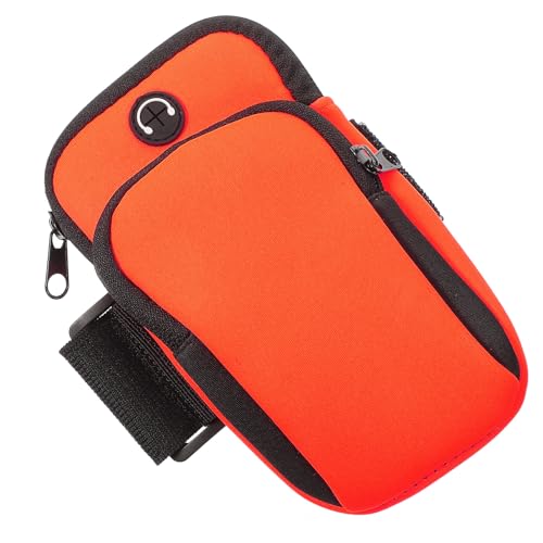KAILIKETIY 多機能防汗スポーツアームバンド 軽量通気性フィットネス腕パッケージ スマホ対応キー収納付き屋外ランニング用オレンジ