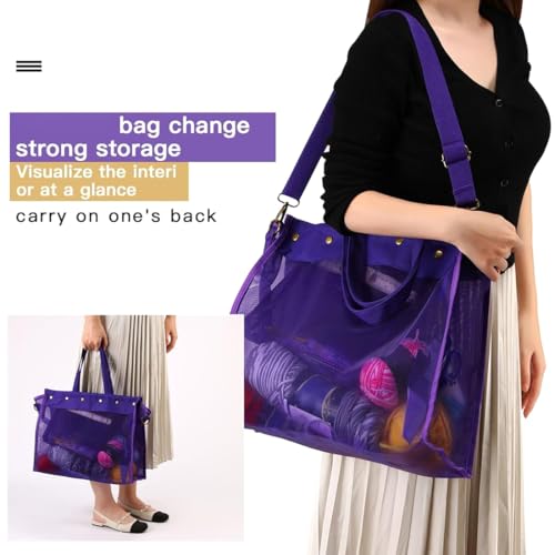 Bolsa para tejer y ganchillo transparente con gran capacidad para hilos 7