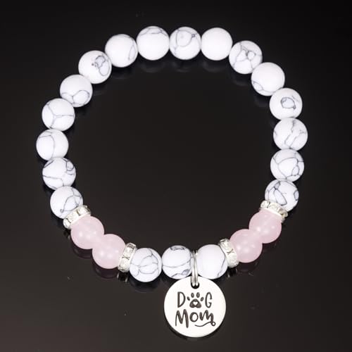 Dog Mom Bracelet for Women Beaded Natural Stone Mothers Day Jewelry from Doggie Mom Doggy Mommy Gifts2