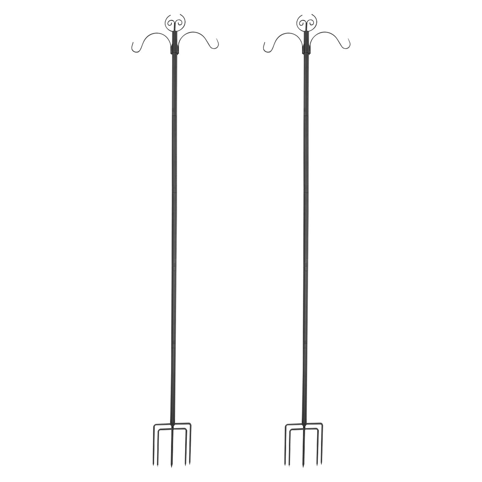 Set di 2 supporti per catena luminosa, 3 m, per esterni, supporto per illuminazione regolabile con doppio gancio, montaggio a pavimento e recinzione, per giardino, terrazza, feste, asta in metallo