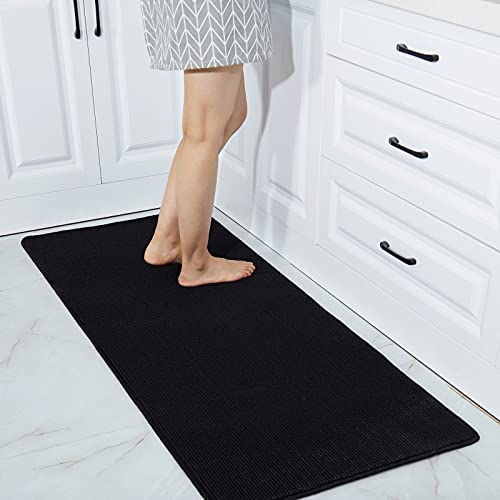 Cosy Homeer 24X60 Inch Kitchen Rug Mats Made Of 100% Polypropylene Strip Tpr Backing Soft Kitchen Mat Specialized In Anti Slippery And Machine Washable,For Kitchen, Floor,Black #TOP16