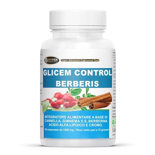 Hyper Glicem Control Berberis 60 Cpr - Integratori per Glicemia con Berberina, Gymnema, Cannella, Acido Alfa Lipoico e Cromo Picolinato - Metabolismo dei Carboidrati - Made in Italy