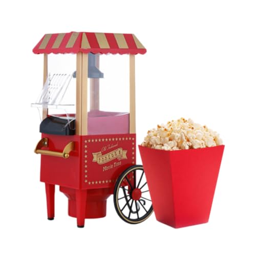 レトロ アメリカン ワゴン型 ポップコーンメーカー（クラシックシネマデザイン・熱風式・パーティー映え・簡単操作）
