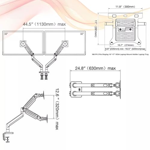 Gas Strut LED Monitor Desk Arm with Laptop Tray 360 Degree Swivel tilt (Long Arm) - Image 5