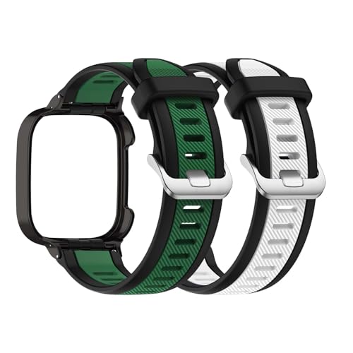2 Stück Armbänder Kompatibel mit Redmi Watch 3 Active Armband Silikon Band für Redmi Watch 3 Active Ersatzarmband für Herren Damen Sport Band Atmungsaktiv Silikon mit Redmi Watch 3 Active (D,M)