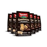 Loacker Quadratini Dark Chocolate Wafer Cookies SMALL - Premium Crispy Bite Size Wafers - 30% Less Sugar - NON-GMO - SMALL Pack of 6
