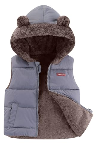 Happy Cherry Boys & Girls Winter Fleece Vest Reversible Hooded Sleeveless Jacket Coat Outerwear with Pockets