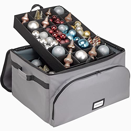 Holdn’ Storage Premium Christmas Ornament Storage Containers – Holds Up To 72-4” Ornaments Durable 600D Fabric - Adjustable Metal Dividers With Fabric For Extra Protection - 3 Individual Trays #TOP6