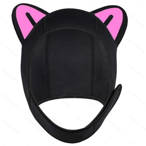 Swim Cap Women Adult, Thermal Swim Cap for Cold Water with Cute Cat Ear Neoprene with Chin Strap Diving Headgear for Men Women Sailing Water Sports Neoprene mens
