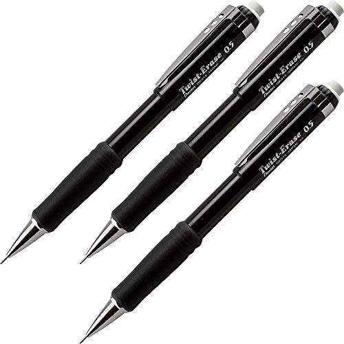 Twist-Erase III Mechanical Pencil, 0.5 mm, Black Barrel, Sold as Pack of 3 QE515A
