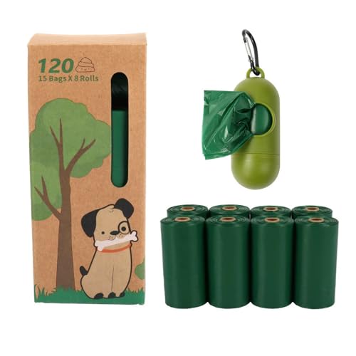 Dog Poop Bags with Dispenser Extra Thick Waste Bag Refill Rolls 120 Count Enhanced for Guaranteed Leakproof Unscented 23 * 33cm
