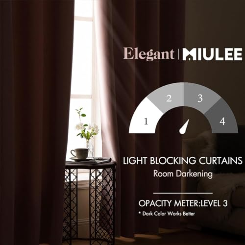 Image of MIULEE Light Pink Blackout Bedroom Curtains 90 Inch Long Light Blocking | Grommet Top, Room Darkening Window Drapes, Privacy Protection, Thermal Insulated, Heat Blocking