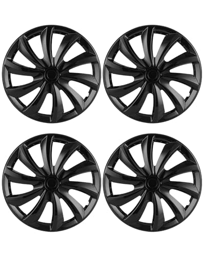 Image of ABX Hubcap Wheel Covers Hub Caps 15 Inch Set of 4 Black & Silver Universal Wheel Rim Cover R15 Stylish Car Decor Wheel Covers for Toyota Camry Nissan Mazda (black-11, 15 inch)