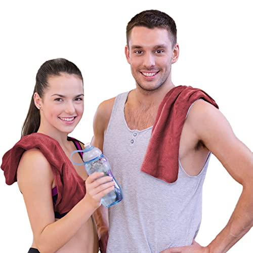 Image of Sassoon Unisex Microfiber Gym Towel in 450 GSM (Set of 2, Crimson) 40cmX60cm- Fast Drying & Light Weight Ultra Absorbent Sports Towel
