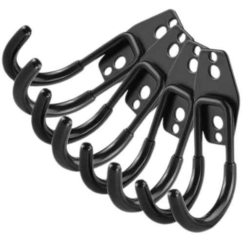 Kisangel 4個 重厚メタル製ガレージ壁掛けフック 工具収納用耐荷重ダブルフック ガーデンツール掛け可能 壁取付簡単収納オーガナイザー