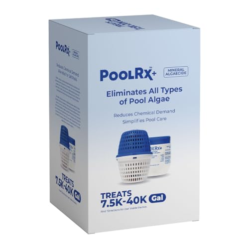 PoolRx+ Mineral Algaecide Unit + Booster Combo, Treats 7.5K-40K gallons for up to 6 Months, New Formula with Silver.