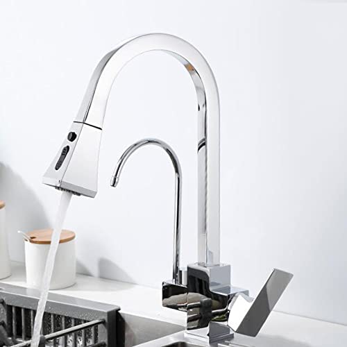 Robinet de Cuisine à 3 Voies Noir avec Douchette Thriving