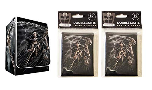 Reap It! Reaper Deck Box + 100 Double Matte Sleeves (fits MTG, Pokemon, Force of Will Cards)