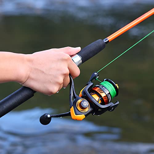 Sougayilang Fishing Rod, 2-Piece Composite Graphite & Glass Blanks Saltwater Trolling Rod Offshore Surf Fishing Pole For Catfish, Salmon Glass Fiber Spinning Rod - Orange - 5.9Ft #TOP6