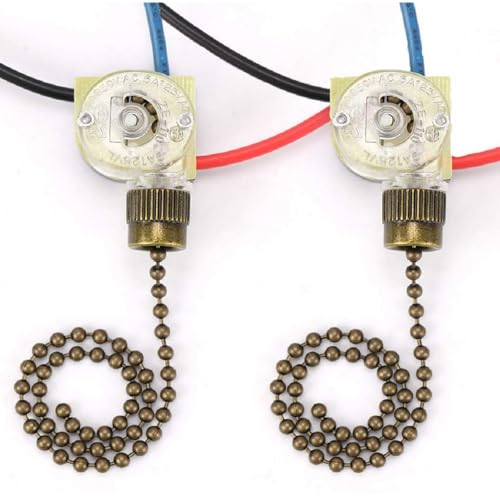Geettcaifu 1 Pcs ZE-110 Ceiling Fan Light Pull Chain Switch, 3 Way 3-Wire Replacement Pull Chain Switch Compatible with Ceiling Fans, Lamps and Wall Lights - Bronze