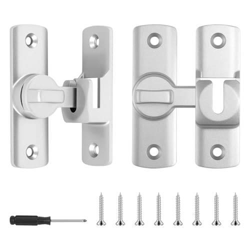Picaporte Luminoso Puerta Corredera Cerradura, 2 Piezas Dormitorio Pestillo con Tornillos Destornillador, Pestillo Ventana Cerradura Corredera Pestillo para Cocina Baño Dormitorio