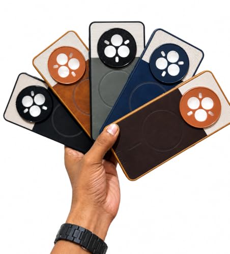 Image of Bintage Dual-Leather Mac Safe Design Phone Case| Soft Touch Finish | Full Camera Protectection Back Cover Compatible for Realme RMX5056 / 14 Pro 5G - White & Choco Brown