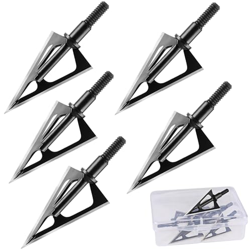 Hunting Broadheads Pack of 5, 100 Grain Fixed 3-Blade Tips