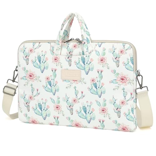 DACHEE Laptop Shoulder Bag for 15 Inch/15.6 Inch Macbook Pro (White Cactus(07