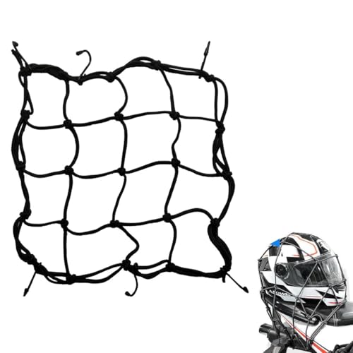 QEQSHQO Red Elástica Moto Portaequipajes 30x30cm Negro - Sujeta Casco y Carga. Pulpo Bungee Resistente con Ganchos para Moto, Scooter y Bicicleta.