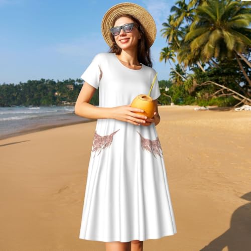 Robe d'été à poches décontractée et fluide couleur rose doré - 7
