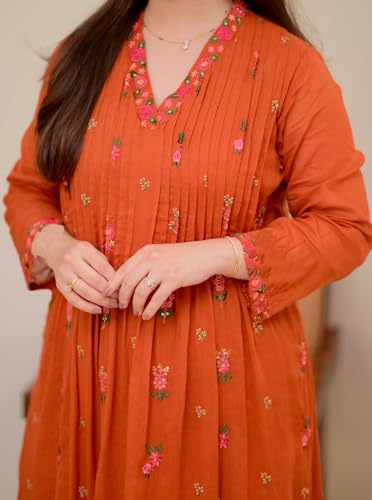 Image of KLOSIA Women Embroidery Solid Anarkali Kurta and Pant Set with Dupatta|Silk|Regular Fit
