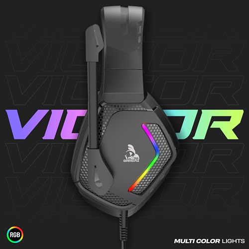 Image of TAG Gamerz Victor RGB Black Over-Ear Gaming Headphone Headset | Soft Ear Cups | 50mm Driver| 3.5mm Audio | 7 Color Breathing RGB with USB | 2m Braided Cable | Adjustable Mic for Calling | Mute Button
