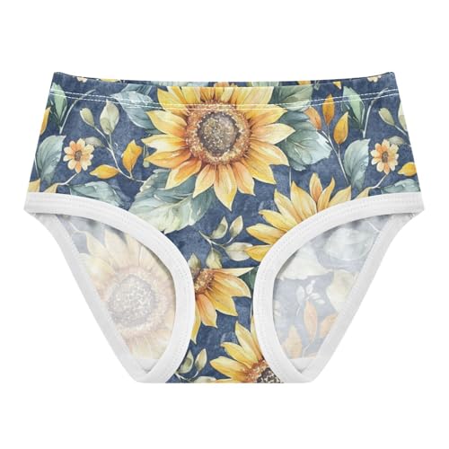 ZZKKO Sunflower Watercolor Blue Girls Underwear Toddler Panties for Girls Comfort Brief Size 2-8T