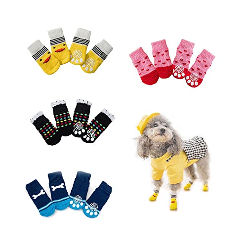 Xfeyaqlo Chaussettes AntidéRapantes pour Chien, pour Chiot Chien Chat 4Paires, S, 6.5x3.2cm Cover